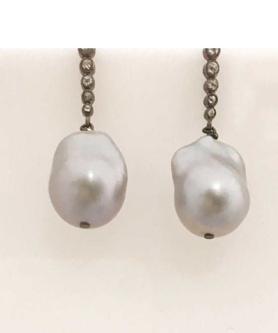 Nathan & Moe Grey Baroque Pearl Drop Earrings