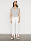 Frame White Cut Off Waist Mini Boot slit jean