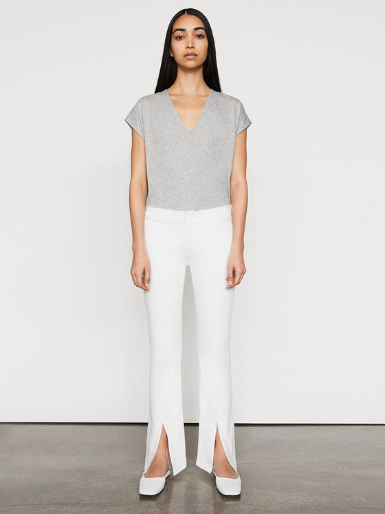 Frame White Cut Off Waist Mini Boot slit jean
