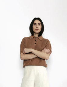  Szeki Cotton Collared Pullover Beige