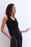 Natalie Busby Cupro Sleeveless Cowl Navy