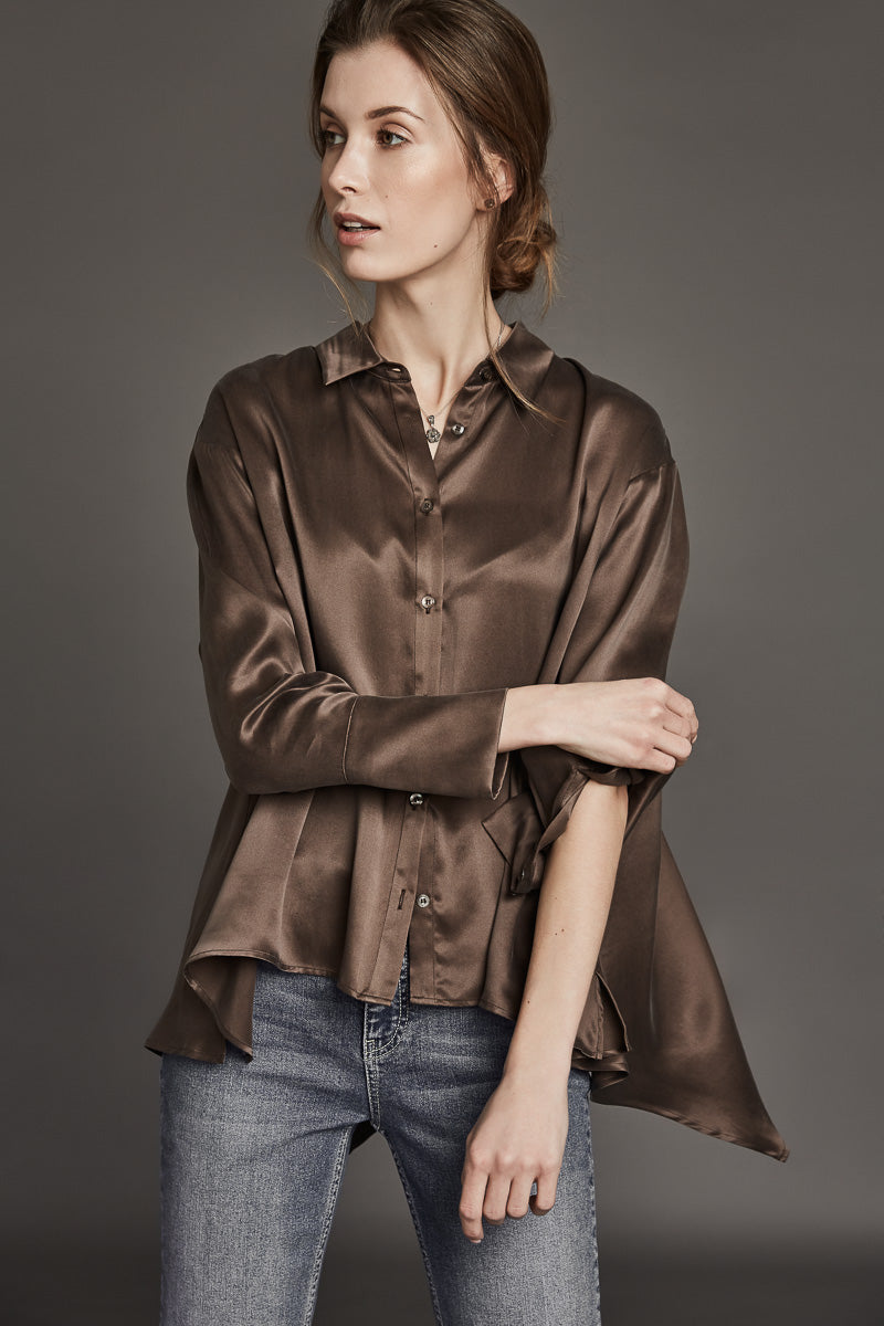 Harshman Cressida Silk Shirt, Brown found at Patricia in Southern Pines, NC