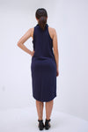 Natalie Busby Cupro & Jersey Cowl Neck Dress, Sapphire