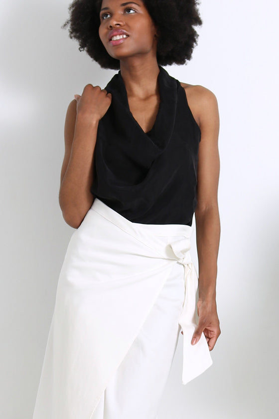 Natalie Busby Cupro Cowl Top Black