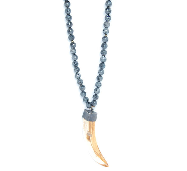 T. Marie Pyrite covered Labradorite and Boars tooth Necklace