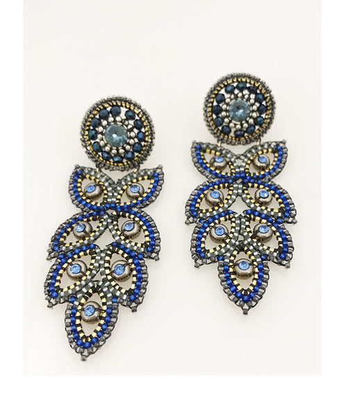 Miguel Ases Swarovski, Sapphire Hydro Quartz and Miyuki Seed Bead Earring