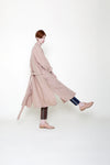 women's linen swing coat in clay