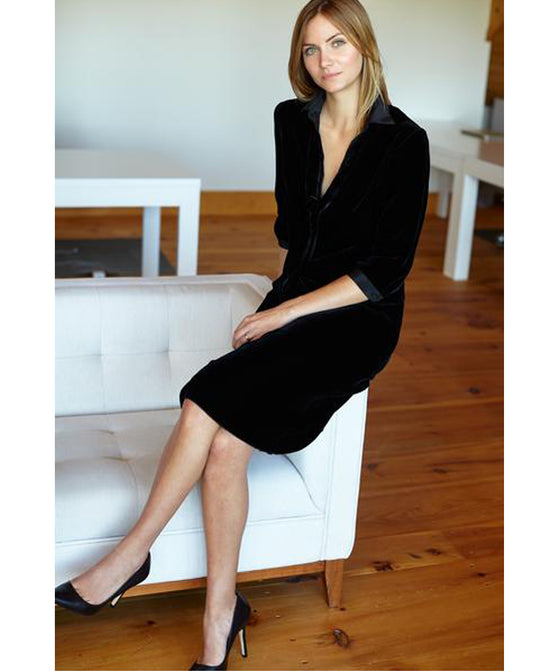 Emerson Fry black velvet shirt dress