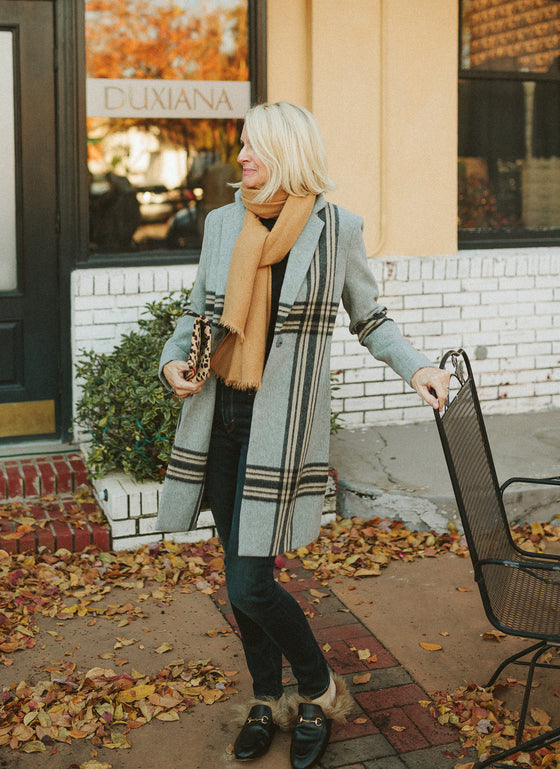 Ecru Heathered Plaid Coat