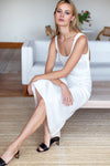 Emerson Fry White Satin Bias Cut Dress