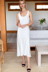 Emerson Fry White Satin Bias Cut Dress