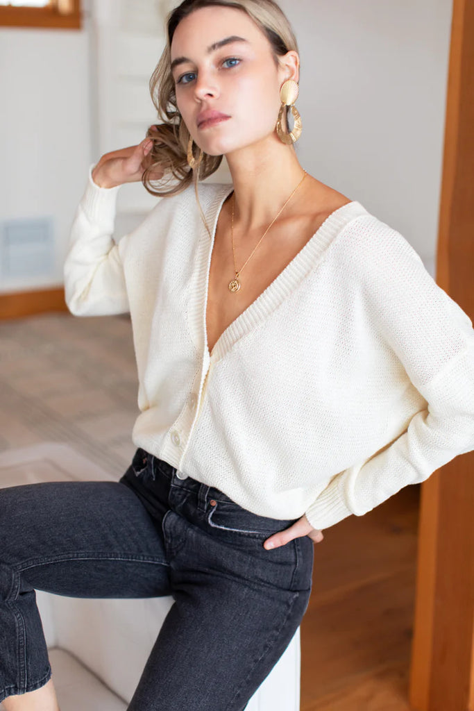 Carolyn Cardigan in Ivory by Emerson Fry