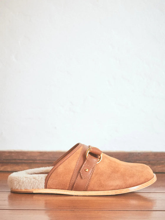 The Odells Saddle Shearling Buckle Mule