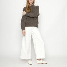 7115 by Szeki Taupe Hand Crocheted Lantern Sweater