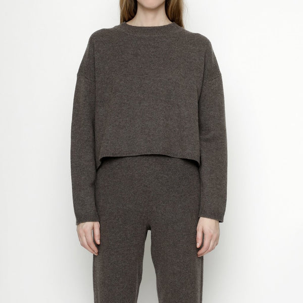 7115 by Szeki Relaxed Mock-Neck Merino Umber Sweater