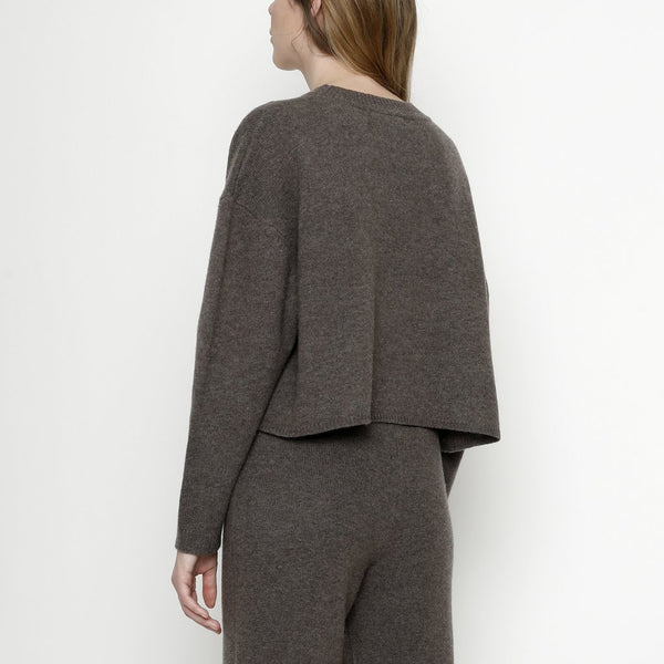 7115 by Szeki Relaxed Mock-Neck Merino Umber Sweater