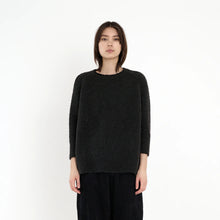  7115 by Szeki Black Airy Exposed Seams Sweater