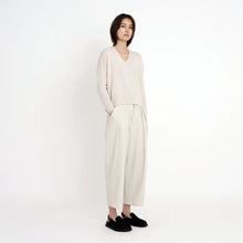  7115 by Szeki off-white merino wool  V-neck sweater found at Patricia in Southern Pines, NC