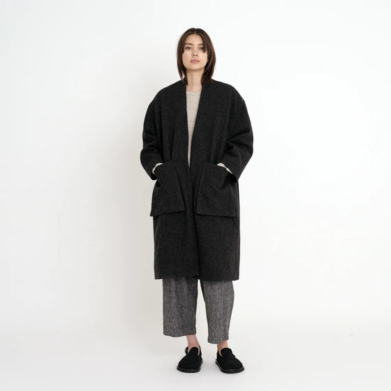 7115 By Szeki Charcoal Pocket Long Coat