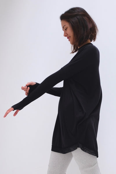 Natalie Busby Slouchy T Dress with Mesh in Black