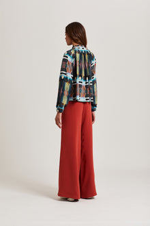  Marie Oliver Arden Silk Blouse Sand Blue Print, multi color, long sleeve found at Patricia in Southern Pines, NC