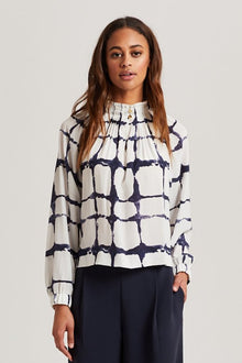  Marie Oliver Arden Silk Blouse Blue/White Window Pane