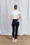 Shosh Fitted Linen Stretch Navy Pant