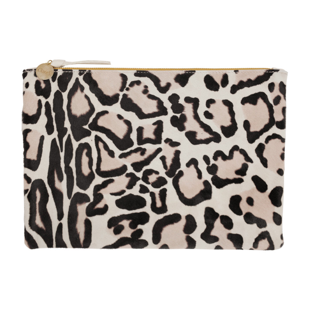 Clare V. Snow Cat Hair-On Wallet Clutch