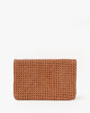 Clare V Foldover Tan Rattan Clutch w/Tabs