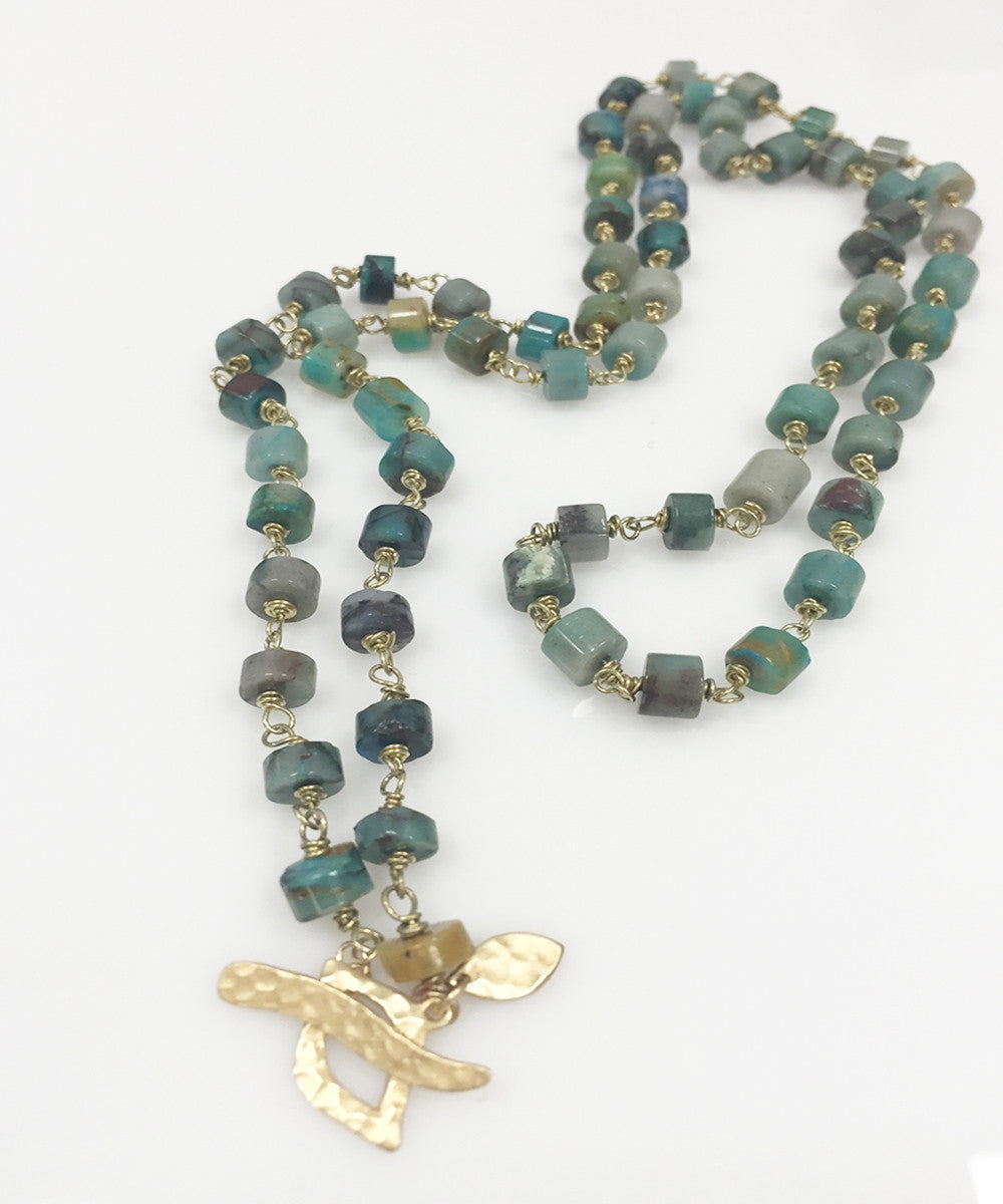 Heather Benjamin| Handmade Peruvian Opal Wire Wrap Beaded Necklace