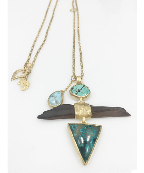 Heather Benjamin| Handmade Turquoise, Azurite and Antique Tusk Necklace