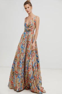  Beautiful Harshman long floral ramie dress with self tie belt found at PATRICIA in southern Pines and Raleigh, NC