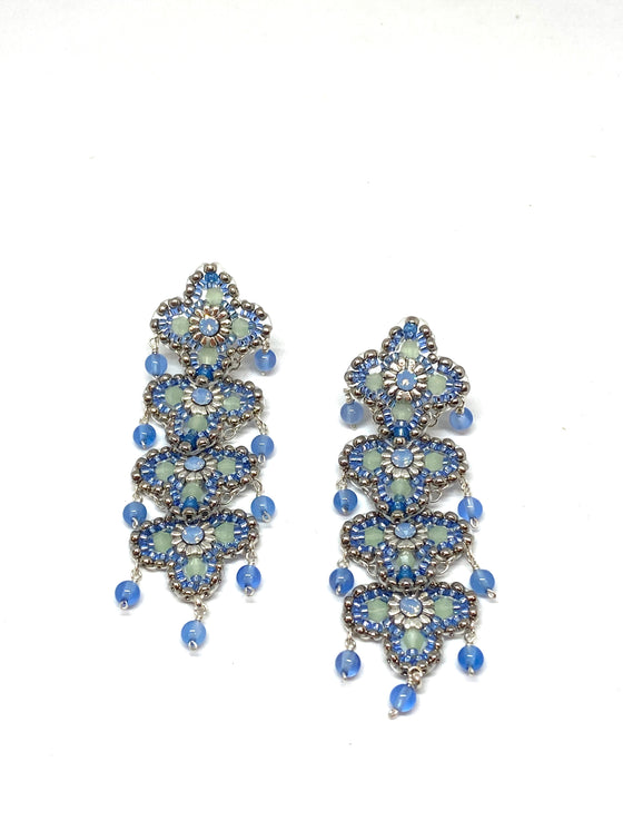 Miguel Ases Blue Jade, Swarovski Crystal and Miyuki Bead earrings, Sterling Silver, found at Patricia in Southern Pines, NC