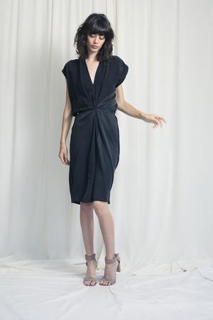 Natalie Busby Black silk Seamed Cascade dress found at PATRICIA in Southern Pines, NC