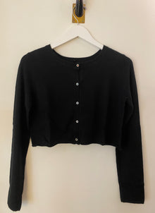  Brazeau Tricot Black Tissue Cashmere Cropped Cardigan