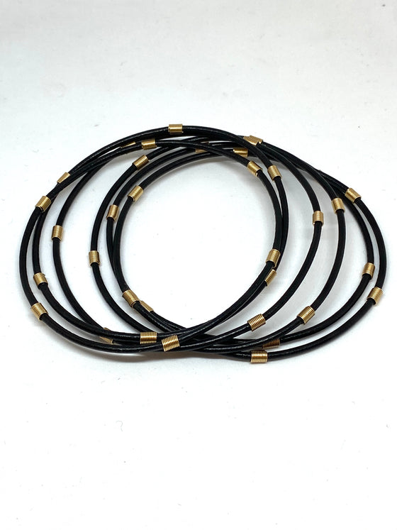 Miguel Ases Leather Bangle Set