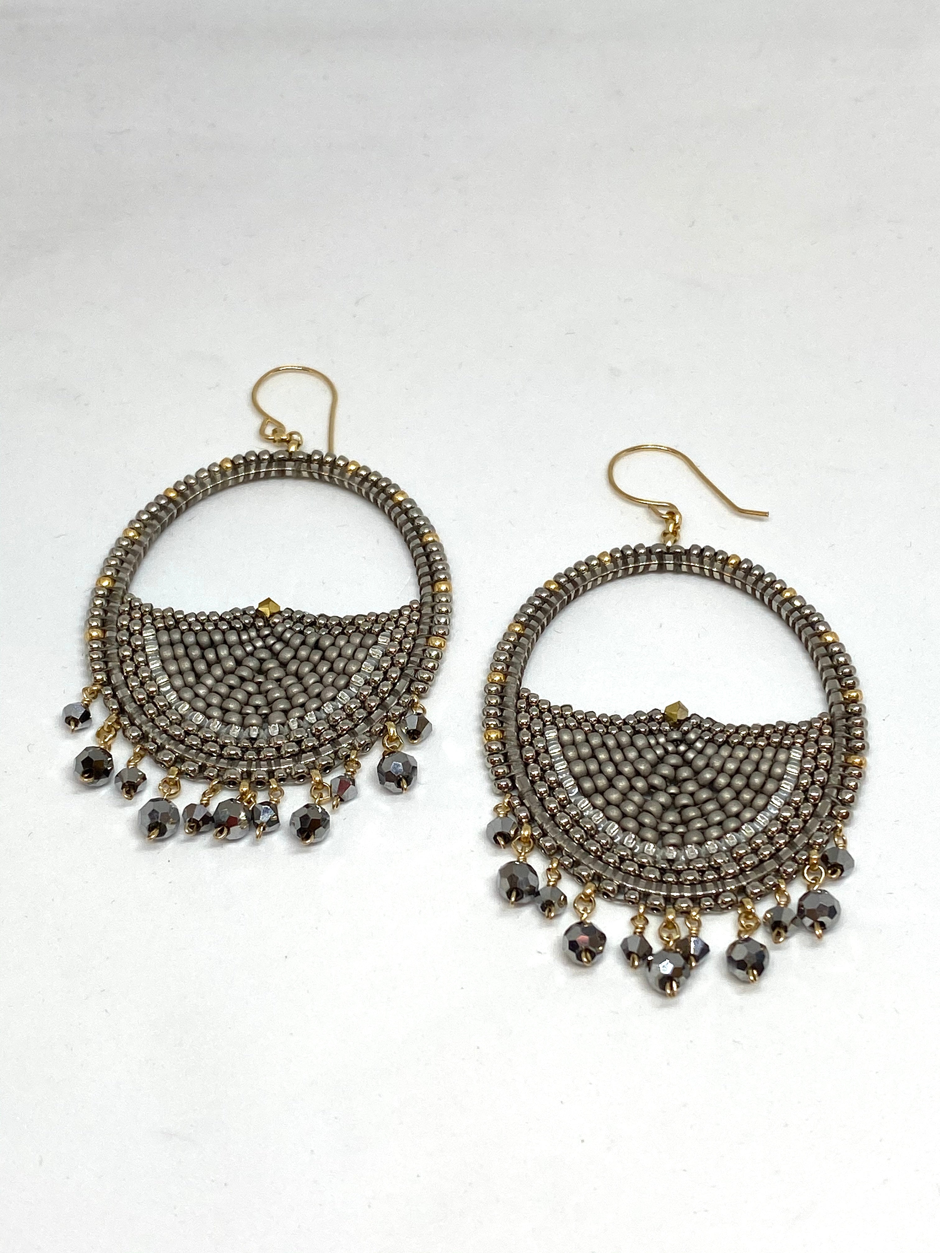 Miguel Ases Swarovski and Miyuki Bead Earrings