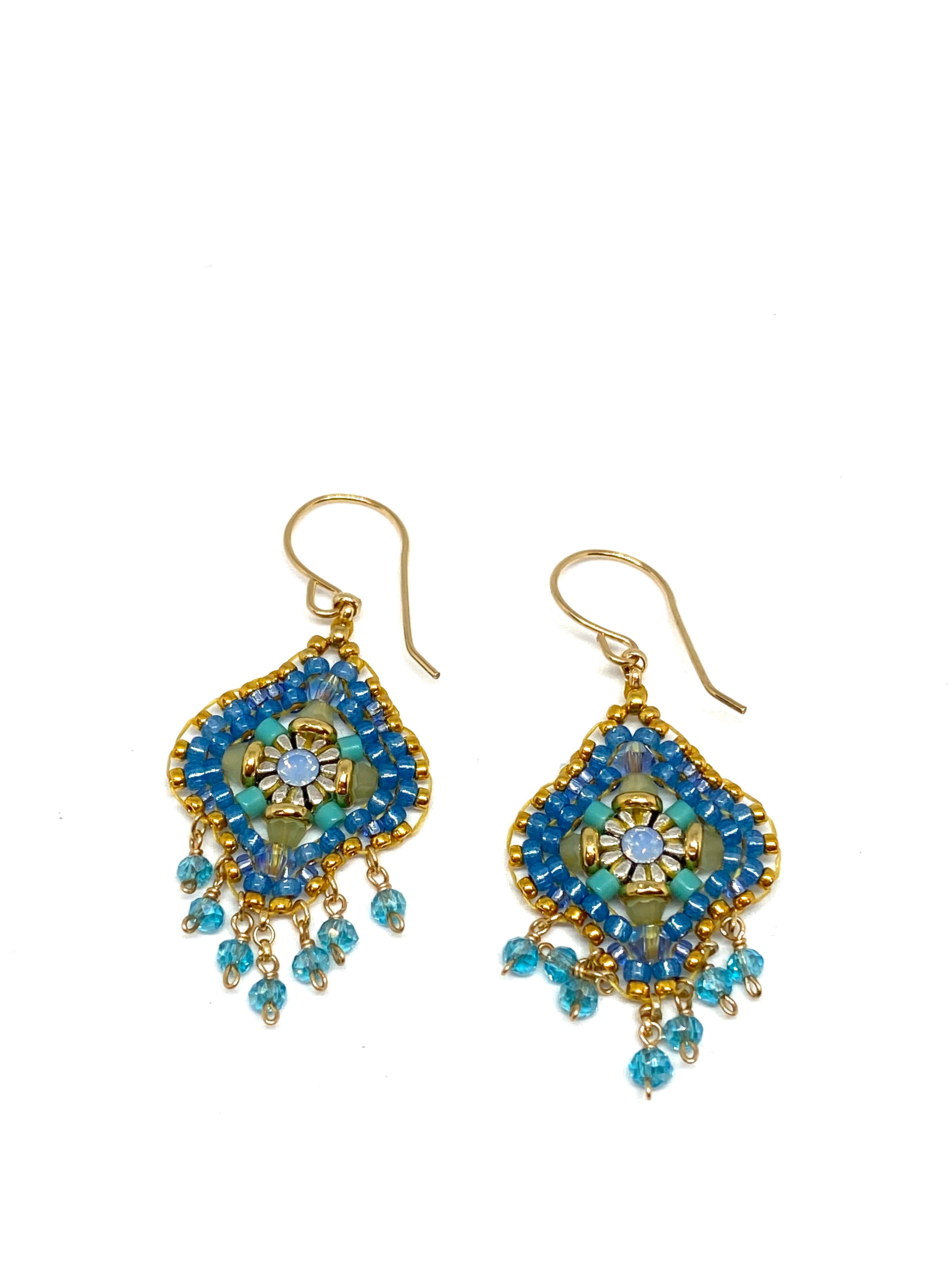 Miguel Ases Swarovski Crystal and Turquoise Miyuki Bead Earrings, found at Patricia in Southern Pines, NC