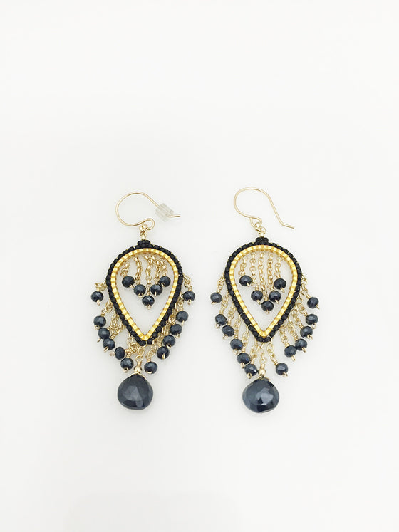 Miguel Ases Black Spinel and Black Quartz Earrings