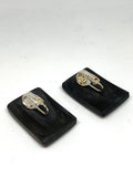 CATHs Black/Gray Horn Curved Plaque Clip-on Earrings