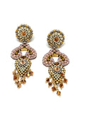 Miguel Ases Swarovski Crystals and Miyuki Bead Earrings with round post