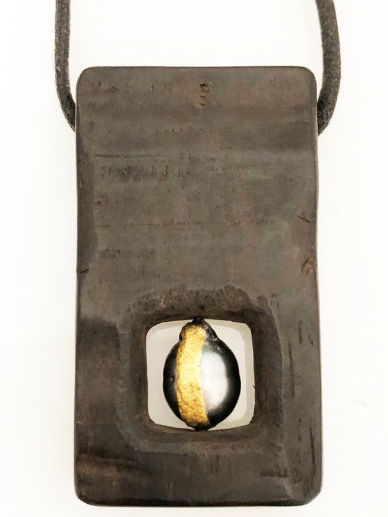 LoU Zeldis Wood Pendant with Pearl on Leather