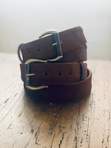  W. Kleinberg Cognac Hair Calf Belt with horn buckle found at Patricia in Southern Pines, NC