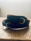 W. Kleinberg Black Large Tab Belt with gold buckle found at Patricia in Southern Pines, NC