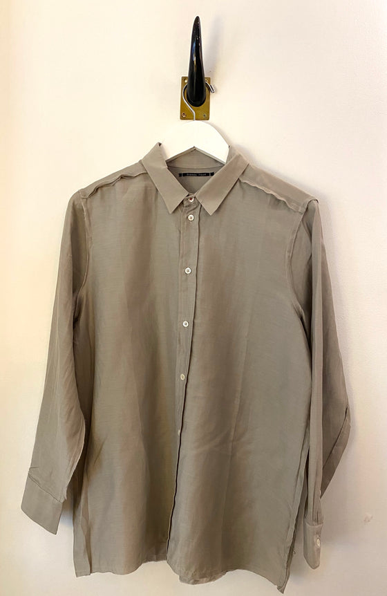 Brazeau Tricot Cotton Silk Austin Shirt Platinum