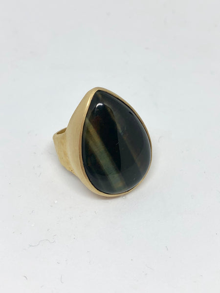 Heather Benjamin Dark Charcoal Tigers Eye Ring