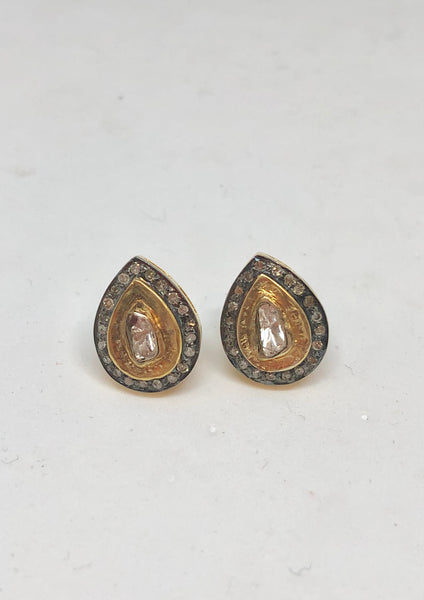 Geraldina Teardrop Shaped Earring with Rose Cut Diamonds