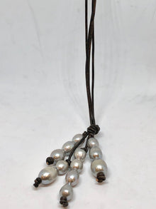  pearls on leather lariat