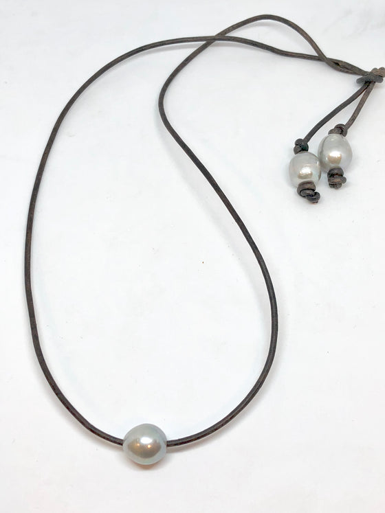 pearl on leather