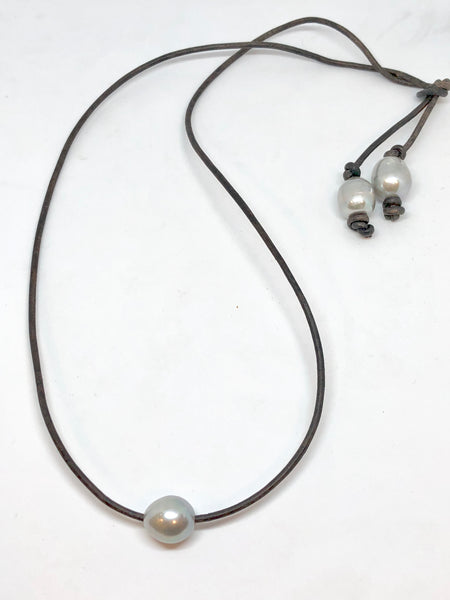 pearl on leather